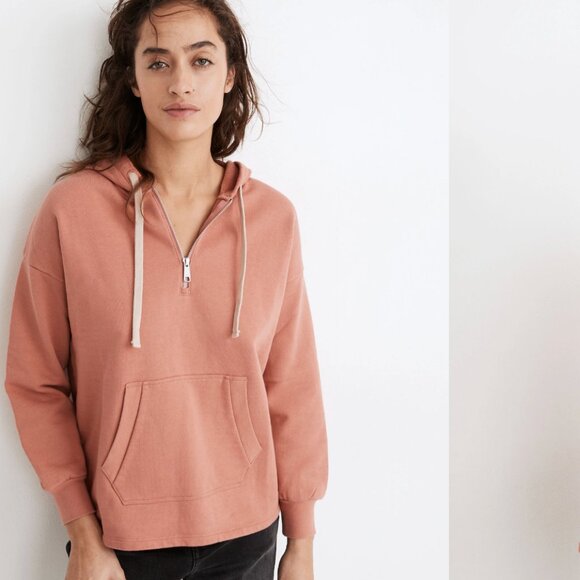 Madewell (Re)sourced Cotton Relaxed Hoodie Sweatshirt in Rose Dust - XS - Picture 2 of 5